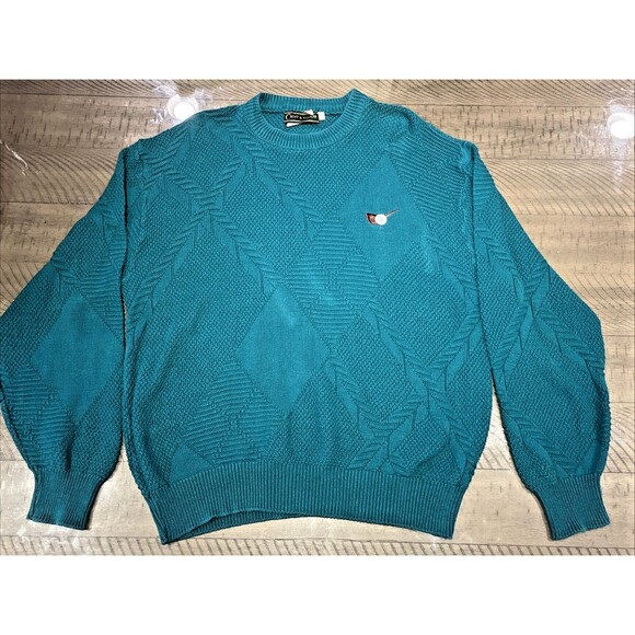 Mens Sweater Grandpa Golf Fathers Vintage Croft & Barrow Argyle Green Size Large - Picture 1 of 8